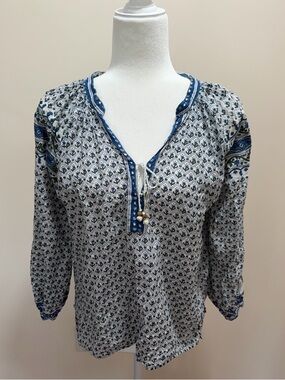 Emerson Fry India Collection Indigo Organic Raglan Sleeve Heritage Top Sz. L